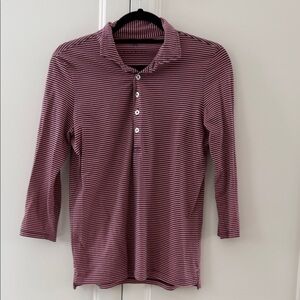 Renwick women’s striped golf shirt pink and navy